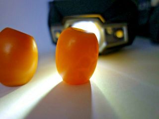 Rare antique 12.  5 grams 3 beads egg yolk butterscotch amber 7