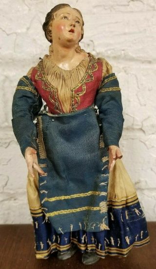 Late 18th/early 19th C.  Italian Neapolitan Woman Creche Doll Figure Terracotta