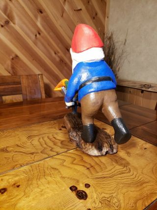 Gnome folkart wood carving woodland/Garden Gnome duck decoy Casey Edwards 7