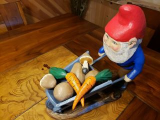 Gnome folkart wood carving woodland/Garden Gnome duck decoy Casey Edwards 8