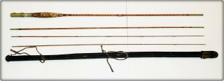 8.  5 Foot Iver Johnson 3/2 Split Bamboo 4 Pc W Spare Tip Fly Rod In Formed Case