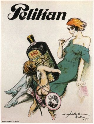 Vintage Advertising - Pelikan - Germany - 1921 - 24 " X36 " Art On Canvas