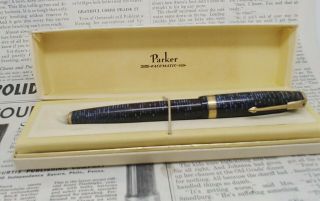 Vintage Parker Vacumatic Major Fountain Pen - Azure Blue,  Flex Nib,  Restored