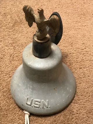 Antique Us Navy Bell 10” X 16” With Dong.  Very Old And Unique.  Rare