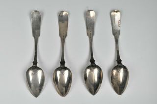 Set of 4 American Coin Silver Shell Back Tablespoons by Edward Watson of Boston 2