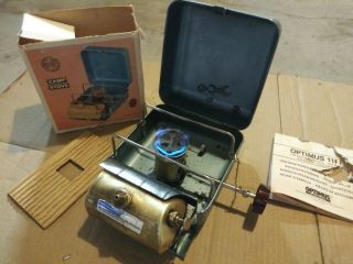 Vintage Optimus 111b Stove Backpacking Camp Made In Sweden With Box