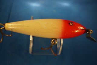 Vintage Creek Chub Bait Co.  602 Wiggler Husky Musky Red Head Wht Bdy Finish