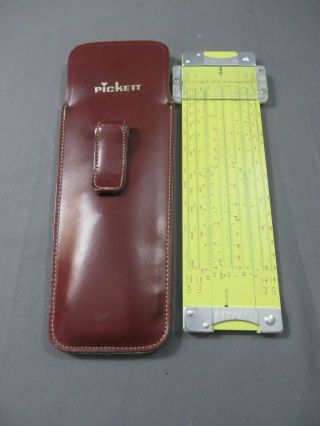 Vintage Pickett All Metal Slide Rule 6” Yellow Ruler Tool Model N 3p - Es