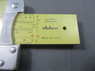 VINTAGE PICKETT ALL METAL SLIDE RULE 6” YELLOW RULER TOOL Model N 3P - ES 5