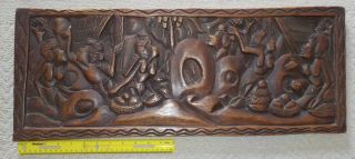 Vintage Palau Wood Carved Storyboard Of Giant Yap Money Stone.  Pacific Islands