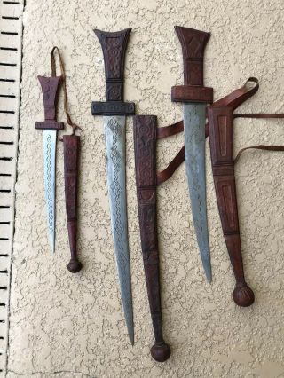 3 Vintage Islamic Turkish Persian Ottoman Dagger Sword Knife Knives