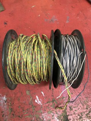 2 Vintage Covered Copper Wire On Metal Reels