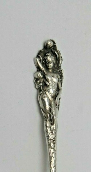 Vintage Sterling Silver Lady Scupture Souvenir Spoon 21.  4g