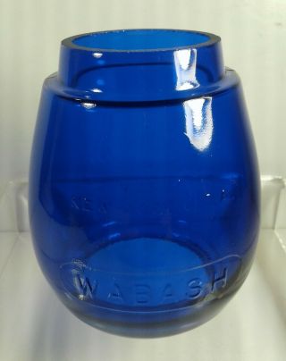 Vintage Cobalt Blue Railroad Lantern Globe Dietz Vesta Wabash N.  Y.  Usa