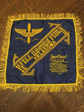 Vintage Ww2 Military Will Rogers Field Oklahoma Sweetheart Pillow Cover Army