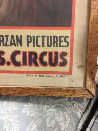 Framed Vintage Cole Bros.  Circus Poster/Betty Lou/Tarzan 2