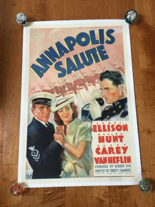 Annapolis Salute 1 - Sh Poster On Linen U.  S.  Navy Naval Academy 1937 Vintage Rare