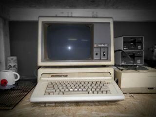 Vintage Apple Ii And Monitor Iii,  Floppy Drives,  And Printer