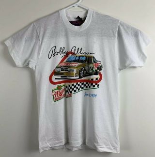 Vtg Bobby Allison Miller High Life Racing Team Nascar White T - Shirt Size Large