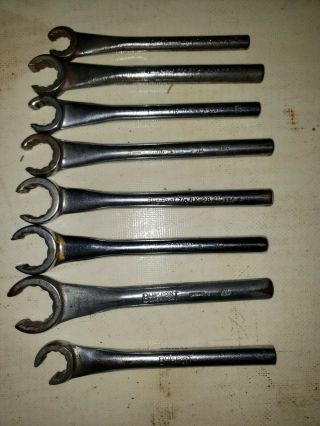 Snap On Blue Point Straight Rx Flare Hydraulic Line Wrench Set Of 7 Vintage Rare