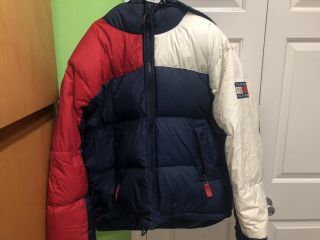 Vintage Tommy Hilfiger Down Fill Puffy Puffer Bubble Coat Jacket Size Xl Large