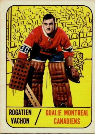 1967 - 68 Topps Rogatien Vachon Rookie Card 75 Ex Vintage Hockey Card