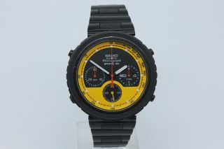 VINTAGE 1985 Seiko Sports 100 7A38 - 7140 Black PVD Mens Quartz Chronograph Watch 2