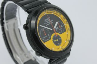 VINTAGE 1985 Seiko Sports 100 7A38 - 7140 Black PVD Mens Quartz Chronograph Watch 4