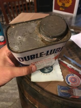Vintage Duble - Lube Outboard Motor Oil Can Great Graphics Rare Flat Quart 4