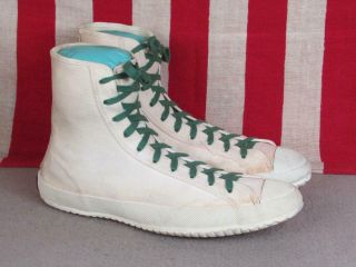 Vintage 1950s Roderick Pro Canvas High Top Basketball Sneakers Gym Shoes Sz 9.  5