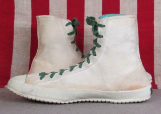Vintage 1950s Roderick Pro Canvas High Top Basketball Sneakers Gym Shoes Sz 9.  5 3