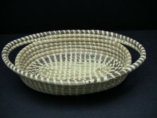 Vintage Charleston Gullah Sweetgrass Oval Basket With Handles 11 5/8 " X 7 1/2 "