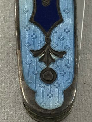 Vintage Voos Sterling Silver Enamel Cloisonne Masonic Folding Pocket Knife 2 5