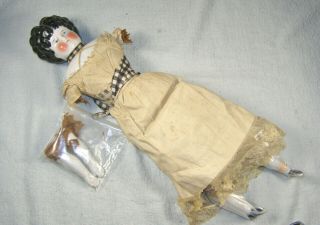 Antique 19thc China Shoulder Head Doll On Kid Body - China Arms & Legs