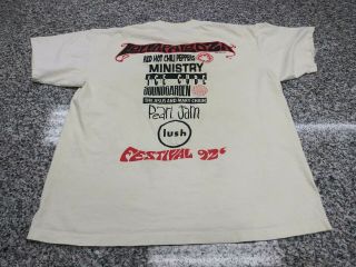 1992 Lollapalooza Concert T Shirt Ice Cube Red Hot Chili Peppers Pearl Jam Vtg