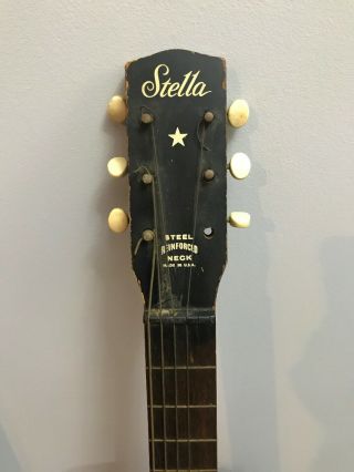 Vintage Harmony Stella Acoustic Guitar Steel Reinforced neck Made in the USA 3