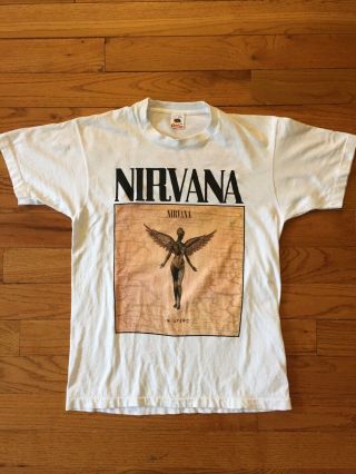 Vintage Nirvana Kurt Cobain T - Shirt In Utero 90s Shirt White Large