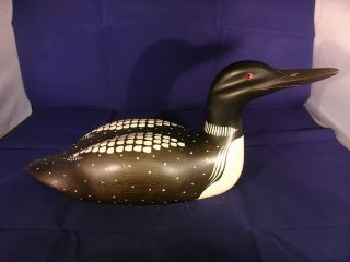 Vintage Hand Carved Wooden Loon By Ron Sadler
