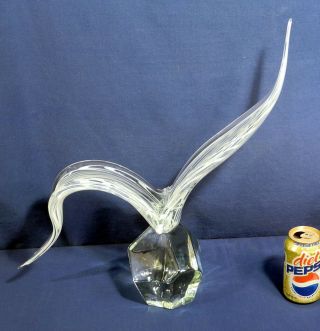 Vintage Art Glass Seagull Signed Licio Zanetti Murano Opalescent Large 19 " Tall