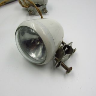 Vintage Seiss 322 Twin Bicycle Headlight White Finish,  Streamline Electric Tube 4