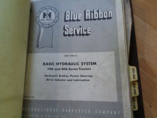 Group 10 vintage IH Blue Ribbon service manuals in binder 706 806 1206 560 660 2
