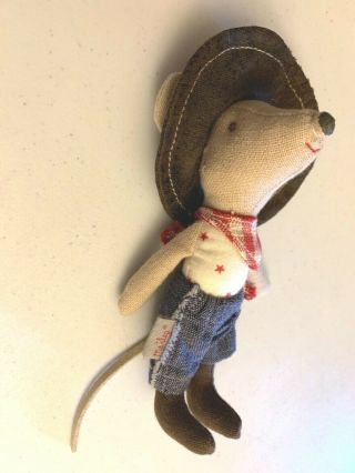 Maileg Mice,  Vintage Red Smile And Rare Linen Ears Cowboy Tmouse