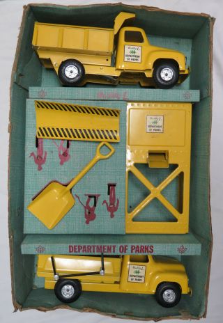 Vintage Buddy L Department Of Parks Yellow 5052 Set W/ Box Bottom & Insert
