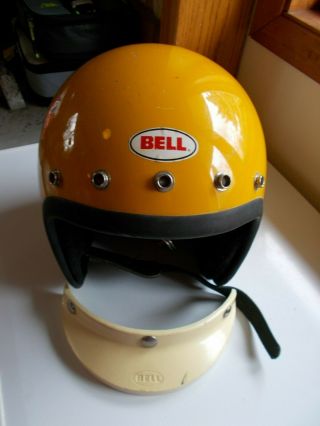 Vintage Bell Magnum Iii Motorcycle Helmet Marked Snell 75 Bell Visor 520