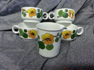 Vintage Thomas Rosenthal Germany Nasturtiums Coffee Cup Creamer Orange Flowers