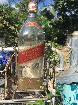 Johnnie Walker Large Bottle 4.  5 Liter Red Label Swing Cradle Empty Rare Vtg