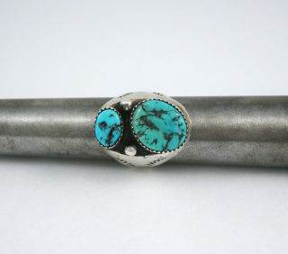 Vintage Navajo Sterling Silver Turquoise Mens Ring Size 10.  25 Signed Hb