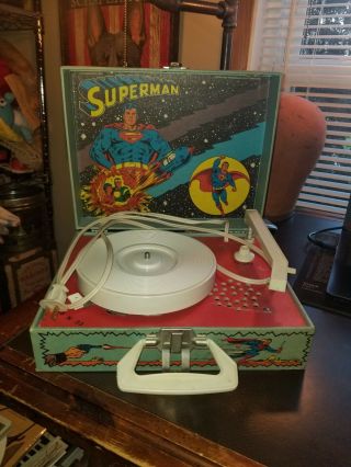 Vintage Superman Dc Comics 1978 Record Player Selectible 45/33 Rpm