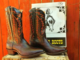 Nocona Vintage 1950s 60s Nos Cowboy Boots 11d Lizard Pee Wee Box