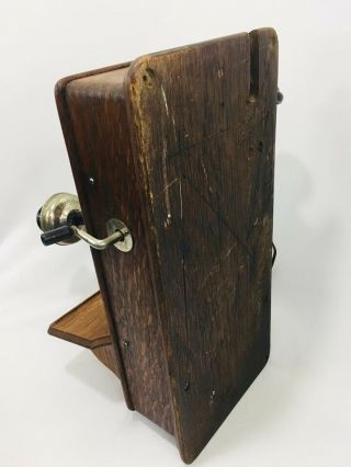 Antique Kellogg 1901 Patent Oak Wood Case Wall Phone Crank Bell Chicago ILL. 8